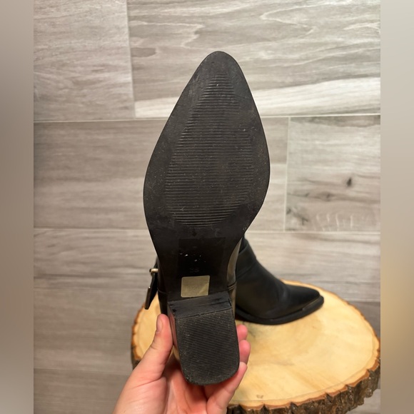 Genuine Black Leather Ankle Boots with Silver Buckle and tips size 8 - Picture 7 of 9